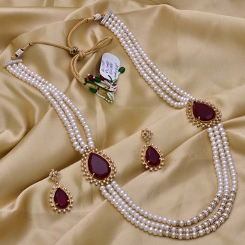 White pearl necklace-sets - Hyderabad Jewels And Pearls - 2717796