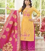 Multicolor Embroidered Silk Salwar With Dupatta