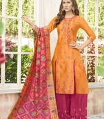Multicolor Embroidered Silk Salwar With Dupatta
