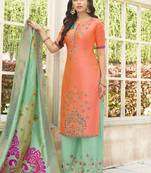Multicolor Embroidered Silk Salwar With Dupatta