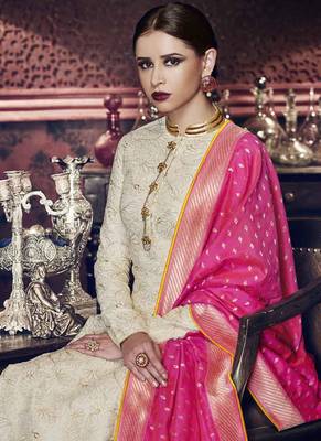 White Embroidered Silk Salwar With Dupatta 2