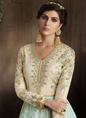 Multicolor embroidered brocade salwar with dupatta 2