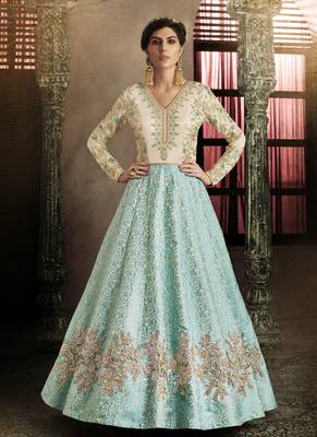 Multicolor embroidered brocade salwar with dupatta 1
