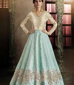 Multicolor embroidered brocade salwar with dupatta