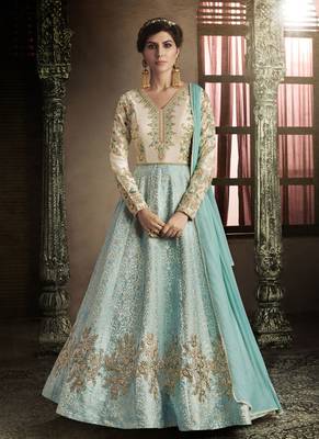 Multicolor embroidered brocade salwar with dupatta 3