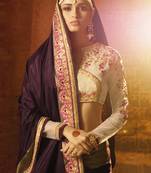 Wine embroidered art silk saree with blouse