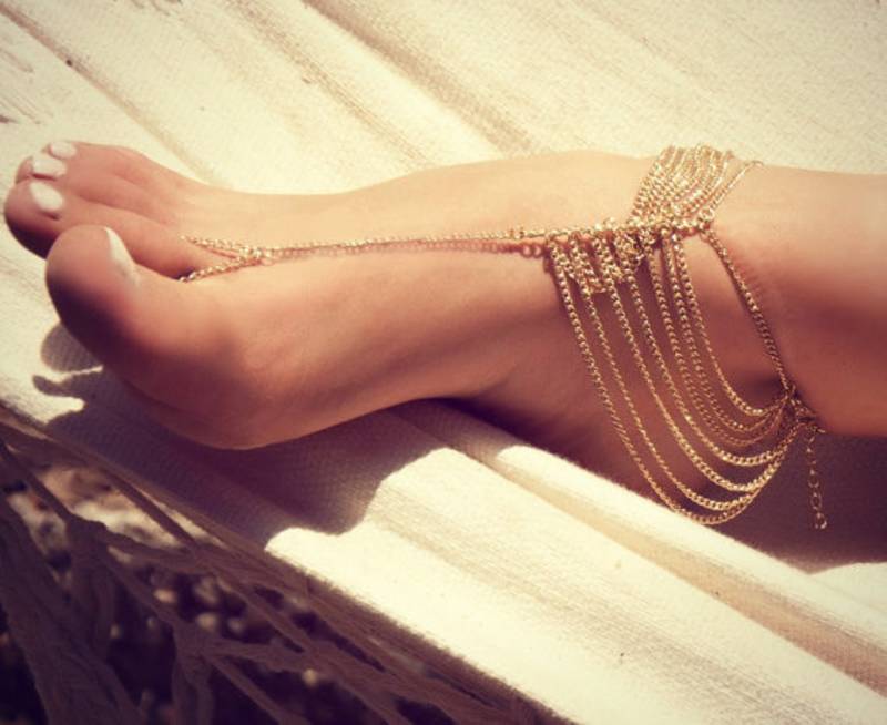 Golden Trendy Multi layer Tassel Anklet Payal for One Foot
