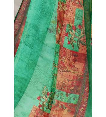 Sea Green Glaze Cotton Printed Women's Salwar Suit With Aari Work 4