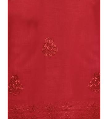 Red Satin Cotton Printed & Embroidered Women's Palazzo Suit 4
