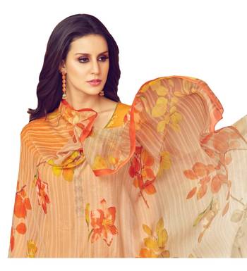Orange Satin Cotton Printed & Embroidered Women's Palazzo Suit 3