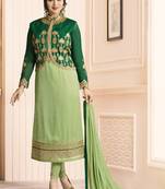 Lime embroidered georgette salwar with dupatta
