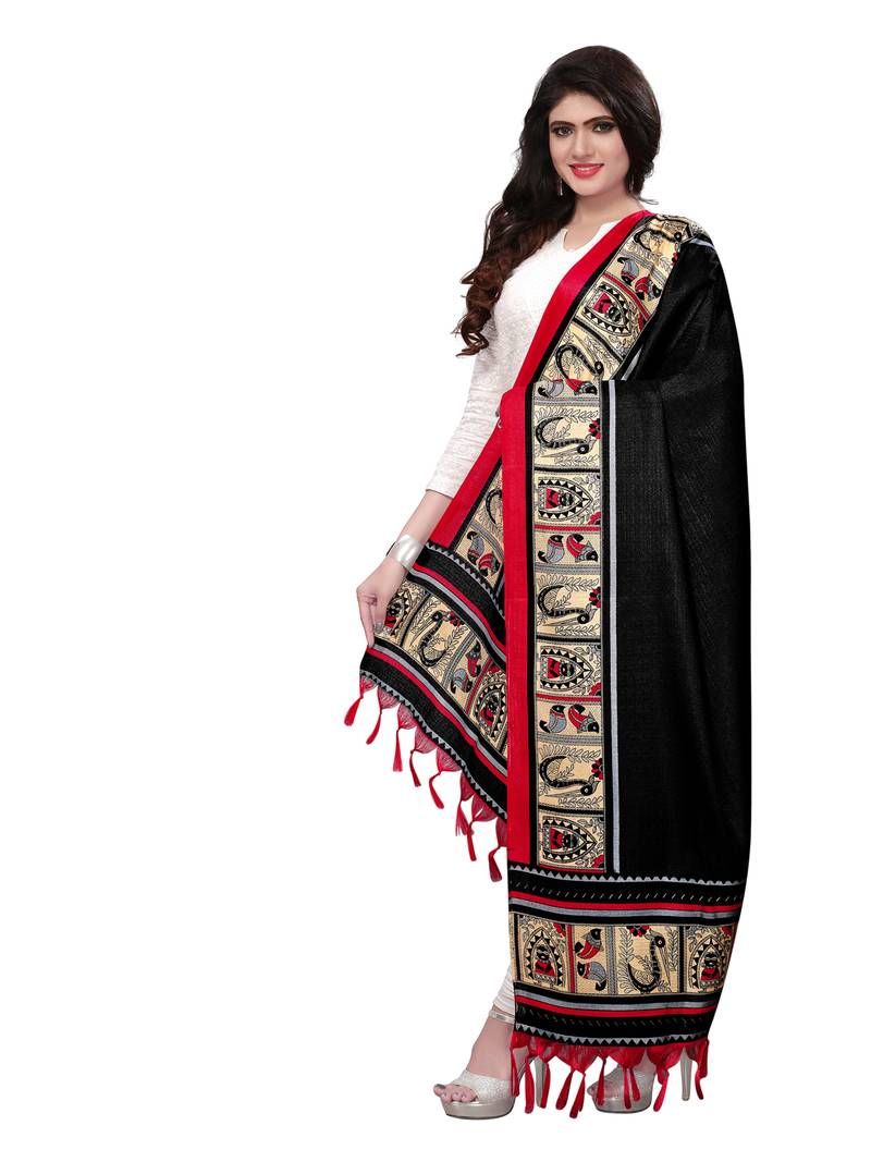 Black Color Bhagalpuri Printed Women's Dupatta