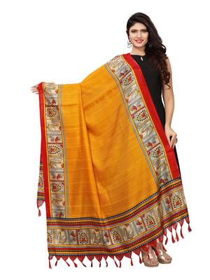 Mustard Color Bhagalpuri Printed Women'S Dupatta 1
