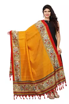 Mustard Color Bhagalpuri Printed Women'S Dupatta
