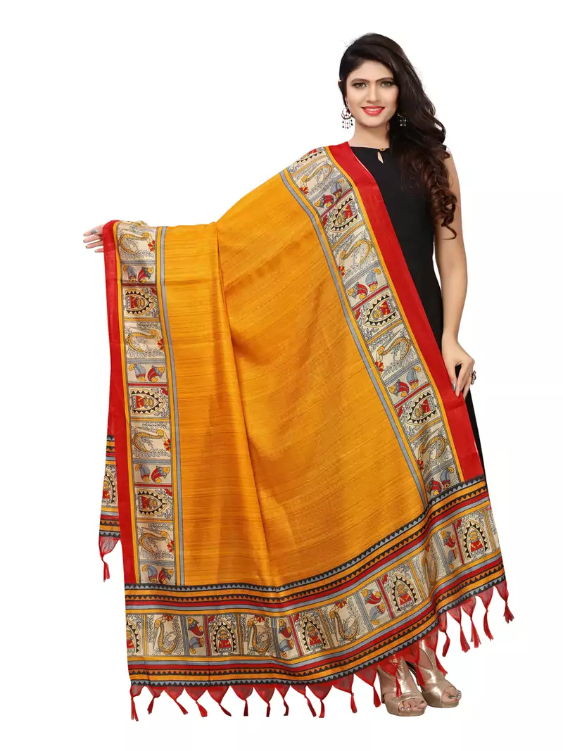 Mustard Color Bhagalpuri Printed Women'S Dupatta