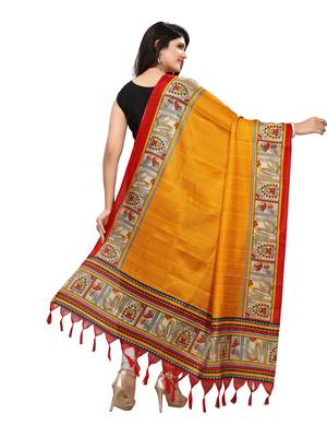 Mustard Color Bhagalpuri Printed Women'S Dupatta 3