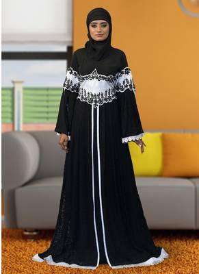 Black Creap And Brasso Embroidered Islamic Kaftan 1