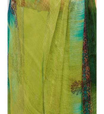 Parrot Green Glaze Cotton Printed Women's Salwar Suit With Aari Work 6