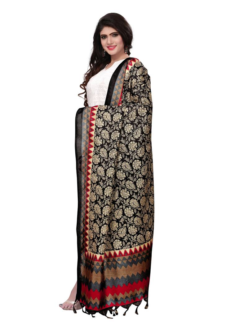 Balck Color Bhagalpuri Printed Women'S Dupatta