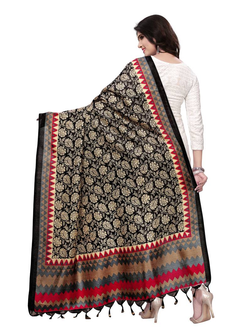 Balck Color Bhagalpuri Printed Women'S Dupatta