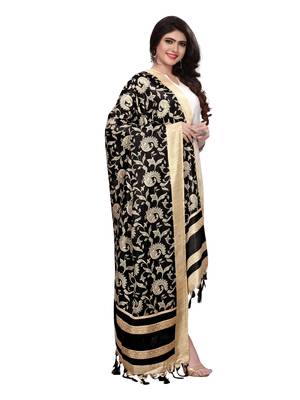 Black Color Bhagalpuri Printed Women'S Dupatta 1