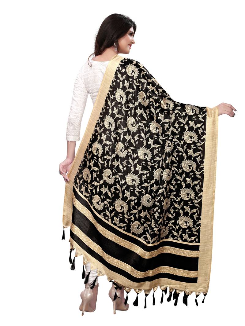 Black Color Bhagalpuri Printed Women'S Dupatta