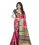 Pink woven banarasi saree with blouse
