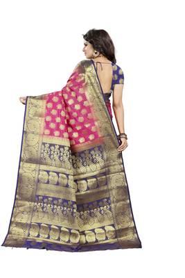 Pink woven banarasi saree with blouse 2