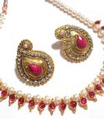 Dark Pink kundan mango necklace set