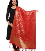 Red Color Poly Silk Banarasi Women'S Dupatta