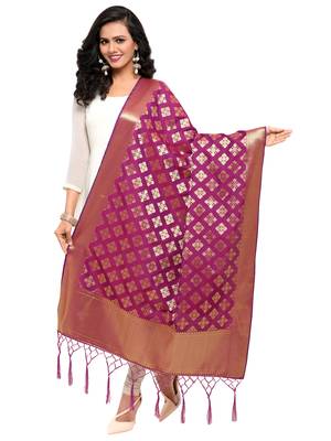 Magenta Color Poly Silk Banarasi Women's Dupatta 1