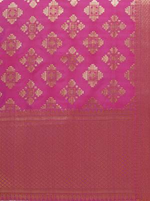 Magenta Color Poly Silk Banarasi Women's Dupatta 4