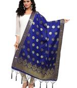 Navy Blue Color Poly Silk Banarasi Women'S Dupatta