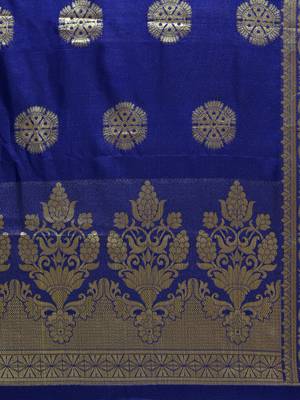 Navy Blue Color Poly Silk Banarasi Women'S Dupatta 4