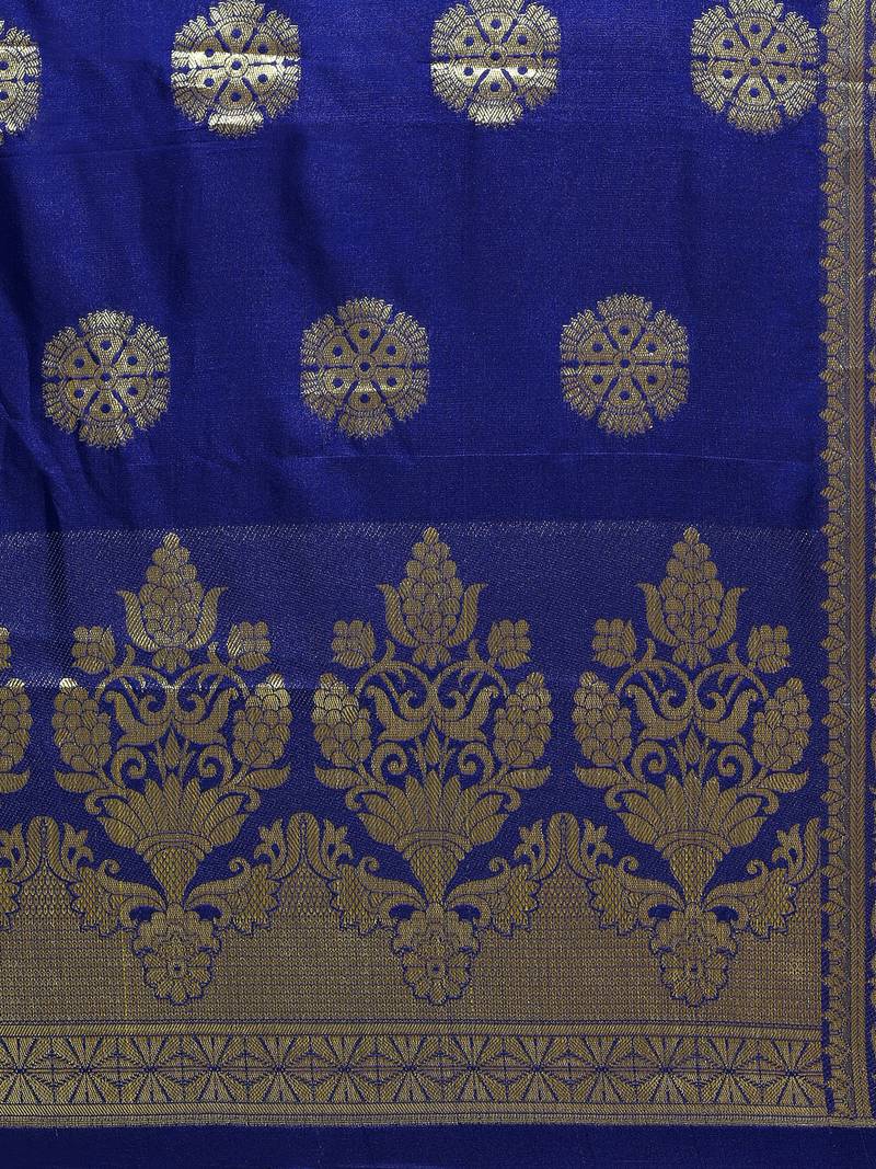 Navy Blue Color Poly Silk Banarasi Women'S Dupatta