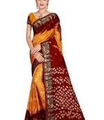 Dark yellow bandhani saree with blouse