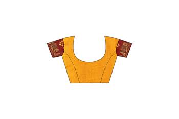 Dark yellow bandhani saree with blouse 4