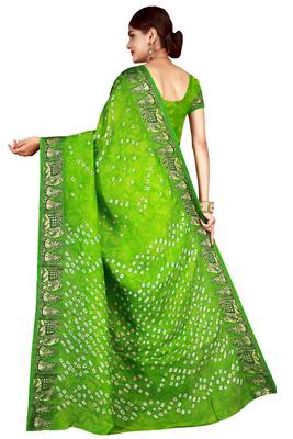 Light green bandhani saree with blouse 2