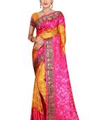Dark baby pink bandhani saree with blouse