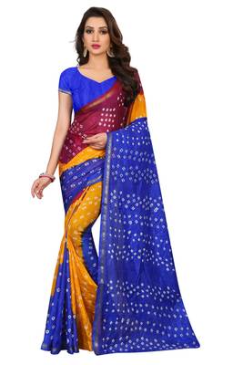 Dark blue bandhani saree with blouse 1
