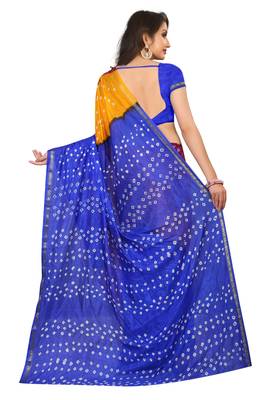 Dark blue bandhani saree with blouse 2