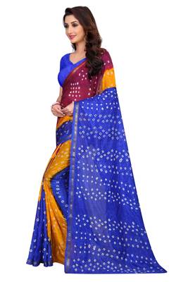 Dark blue bandhani saree with blouse 3