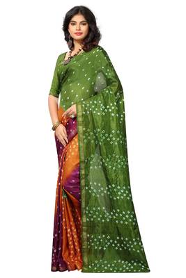 Mehendi bandhani saree with blouse 3