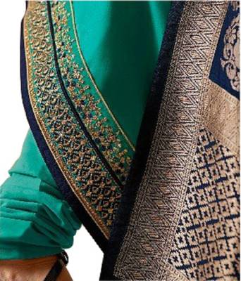 Turquoise embroidered crepe salwar with dupatta 3