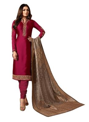Maroon embroidered crepe salwar with dupatta 1
