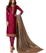 Maroon embroidered crepe salwar with dupatta
