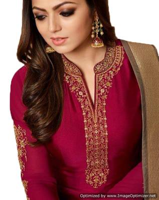 Maroon embroidered crepe salwar with dupatta 2