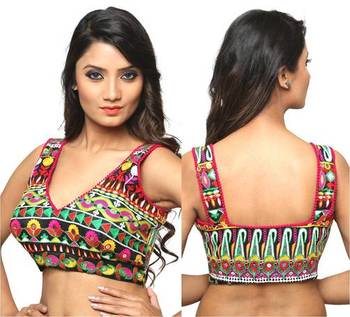 Sleeveless Blouse Multicolor Brocade Readymade 1