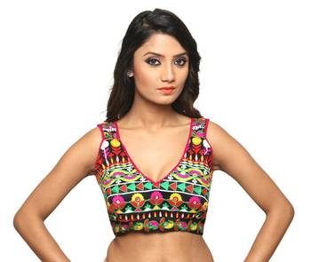 Sleeveless Blouse Multicolor Brocade Readymade 2