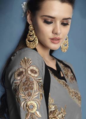 Grey Embroidered Silk Salwar With Dupatta 2